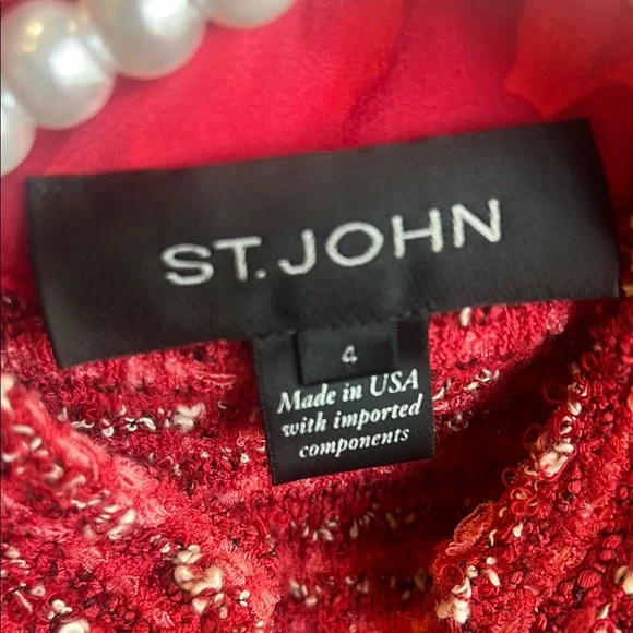 St .John Chic Red Tweed Jacket - Picture 3 of 5